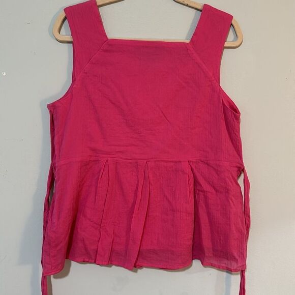 George Fuchsia Wish 100% Cotton Peplum Tank L - Picture 4 of 7